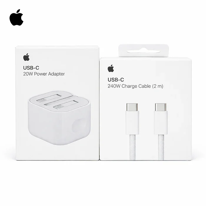 Authentic_Apple_20W_power_adapter_paired_with_240W_USB-C_2m_charge_cable_bundle_available_online_at_Homesouq_Qatar Apple 20W USB-C to USB-C Charging Bundle - Image 1